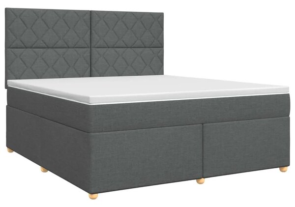 Boxspring krevet s madracem Tamnosiva 140 x 200 cm Tkanina - Tamnosiva 140 x 200 cm Dizajn s rombovima