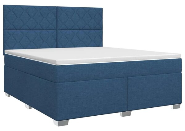 Boxspring krevet s madracem Plava 180 x 200 cm Tkanina - Plava 180 x 200 cm Dizajn s rombovima