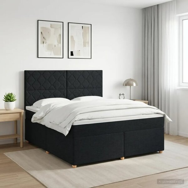 Boxspring krevet s madracem Crna 180 x 200 cm Tkanina - Crna 180 x 200 cm Dizajn s rombovima