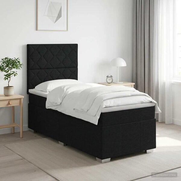 Boxspring krevet s madracem Crna 90 x 200 cm Tkanina - Crna 90 x 200 cm Dizajn s rombovima