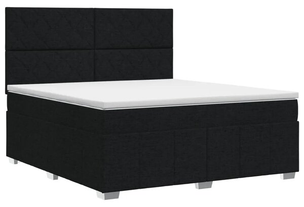 Boxspring krevet s madracem Crna 180 x 200 cm Tkanina - Crna 180 x 200 cm Dizajn s rombovima