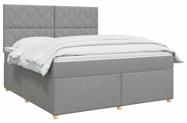 Boxspring krevet s madracem Svjetlosiva 140 x 190 cm Tkanina - Svjetlosiva 140 x 190 cm Dizajn s rombovima