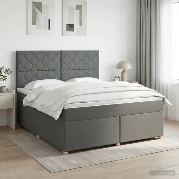 Boxspring krevet s madracem Tamnosiva 140 x 200 cm Tkanina - Tamnosiva 140 x 200 cm Dizajn s rombovima