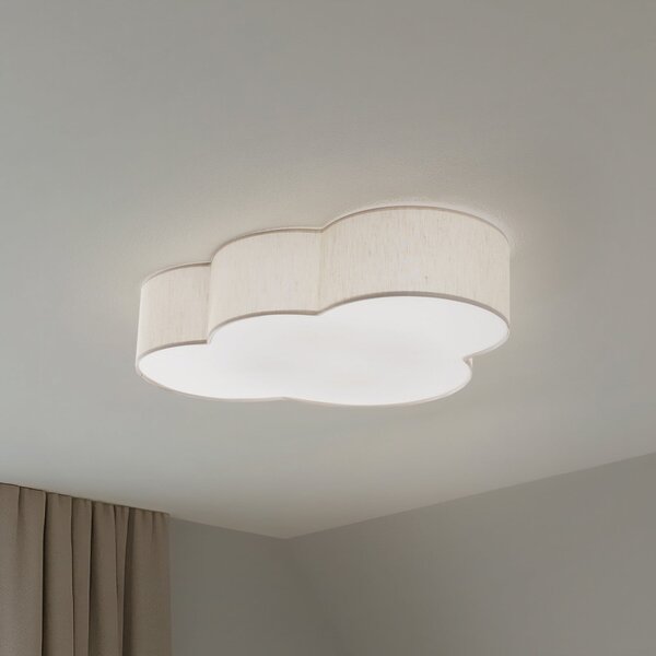 TK Lighting Stropna svjetiljka Cloud, bež, duljine 63 cm, tekstil, cloud, E27, prigušiva, Bež, rasadnik, Tkanina / tekstil