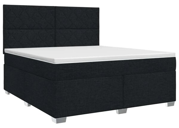 Boxspring krevet s madracem Crna 180 x 200 cm Tkanina - Crna 180 x 200 cm Dizajn s rombovima
