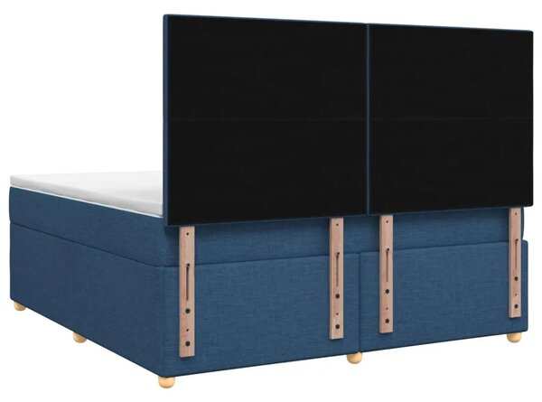 Boxspring krevet s madracem Plava 160 x 200 cm Tkanina - Plava 160 x 200 cm Dizajn s rombovima