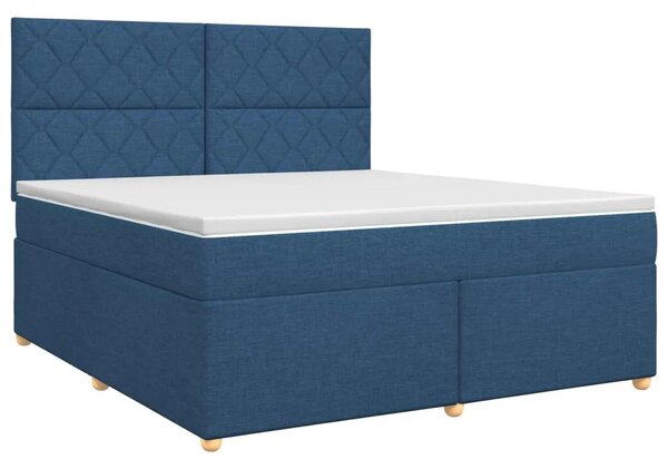 Boxspring krevet s madracem Plava 160 x 200 cm Tkanina - Plava 160 x 200 cm Dizajn s rombovima
