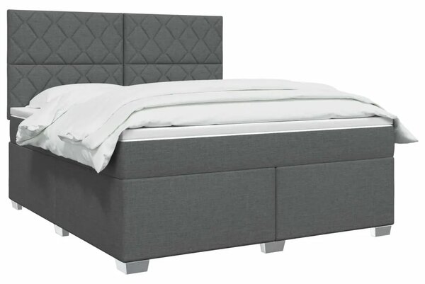 Boxspring krevet s madracem Tamnosiva 140 x 190 cm Tkanina - Tamnosiva 140 x 190 cm Dizajn s rombovima