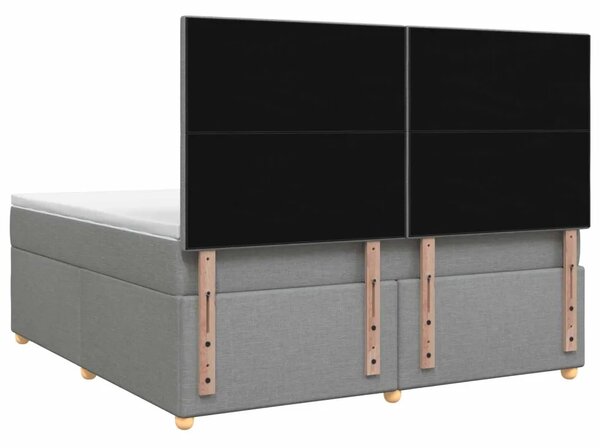 Boxspring krevet s madracem Svjetlosiva 140 x 190 cm Tkanina - Svjetlosiva 140 x 190 cm Dizajn s rombovima