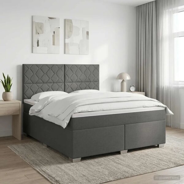 Boxspring krevet s madracem Tamnosiva 140 x 190 cm Tkanina - Tamnosiva 140 x 190 cm Dizajn s rombovima