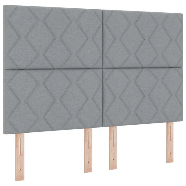 Boxspring krevet s madracem Svjetlosiva 140 x 190 cm Tkanina - Svjetlosiva 140 x 190 cm Dizajn s rombovima