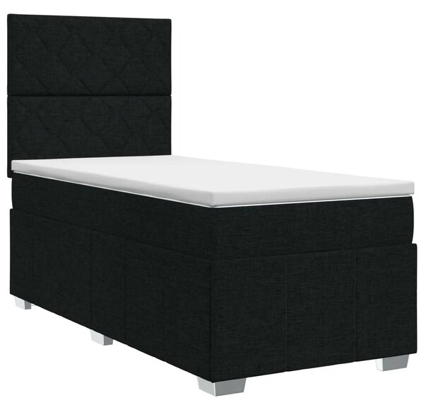 Boxspring krevet s madracem Crna 90 x 200 cm Tkanina - Crna 90 x 200 cm Dizajn s rombovima