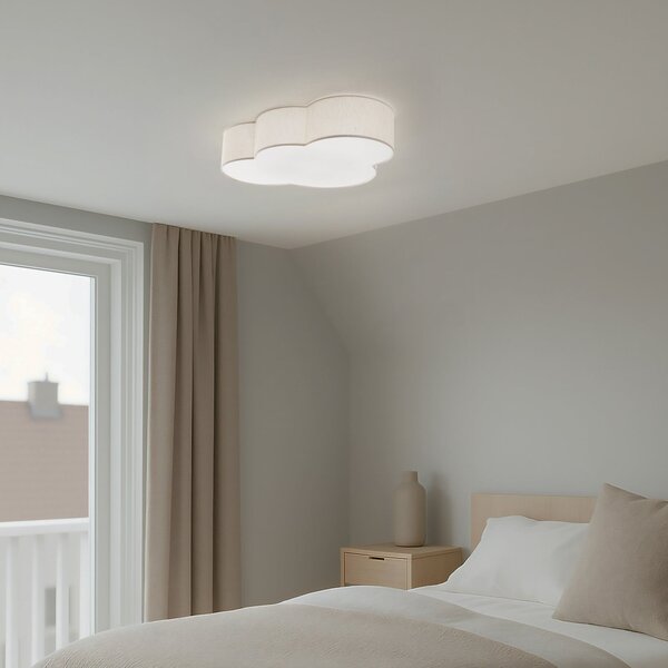 TK Lighting Stropna svjetiljka Cloud, bež, duljine 63 cm, tekstil, cloud, E27, prigušiva, Bež, rasadnik, Tkanina / tekstil