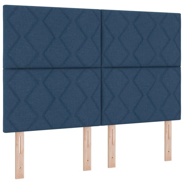 Boxspring krevet s madracem Plava 160 x 200 cm Tkanina - Plava 160 x 200 cm Dizajn s rombovima