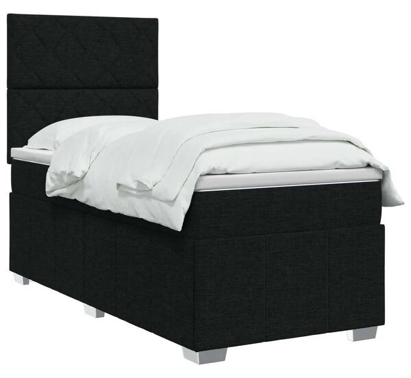 Boxspring krevet s madracem Crna 90 x 200 cm Tkanina - Crna 90 x 200 cm Dizajn s rombovima
