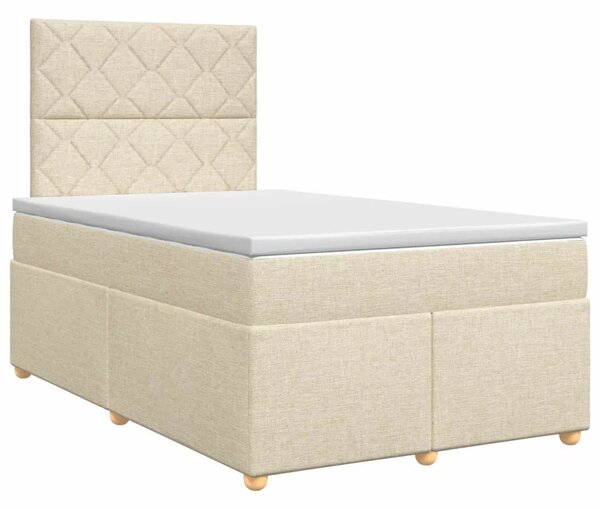 Boxspring krevet s madracem Krem 120 x 190 cm Tkanina - Krem 120 x 190 cm Dizajn s rombovima
