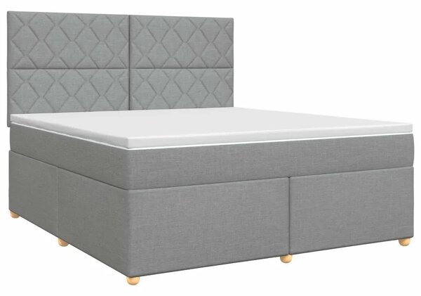 Boxspring krevet s madracem Svjetlosiva 140 x 190 cm Tkanina - Svjetlosiva 140 x 190 cm Dizajn s rombovima