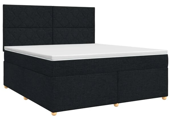 Boxspring krevet s madracem Crna 180 x 200 cm Tkanina - Crna 180 x 200 cm Dizajn s rombovima