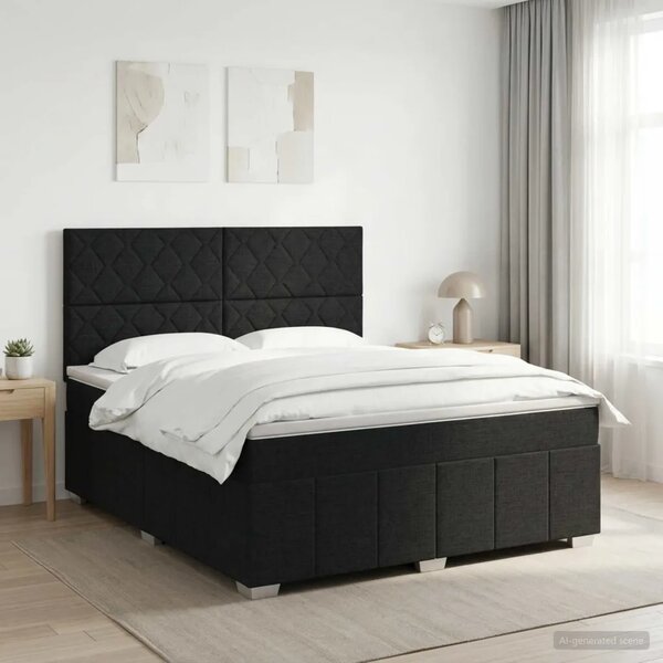 Boxspring krevet s madracem Crna 180 x 200 cm Tkanina - Crna 180 x 200 cm Dizajn s rombovima