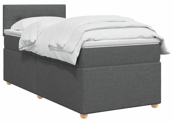 Krevet s box springom madracem i LED-om Tamnosiva 90 x 190 cm - Tamnosiva jedna veličina Prošiveno gumbima