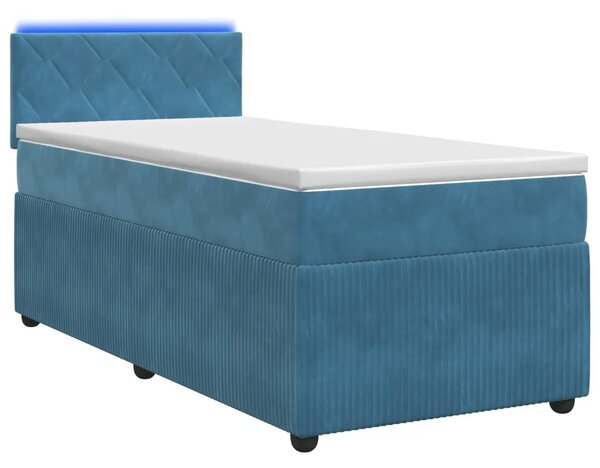 Boxspring krevet s madracem Plava 90 x 200 cm Baršun - Plava 90 x 200 cm Dizajn s rombovima