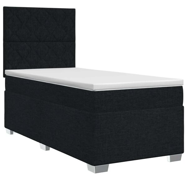 Boxspring krevet s madracem Crna 90 x 190 cm Tkanina - Crna 90 x 190 cm Dizajn s rombovima