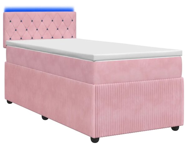 Boxspring krevet s madracem Ružičasta 90 x 190 cm Baršun - Ružičasta 90 x 190 cm Kristal s dugmadima