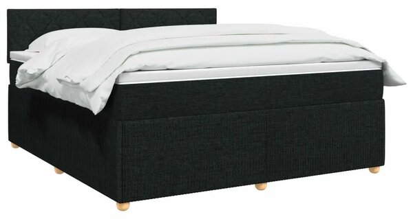 Boxspring krevet s madracem Crna 180 x 200 cm Tkanina - Crna 180 x 200 cm Dizajn s rombovima