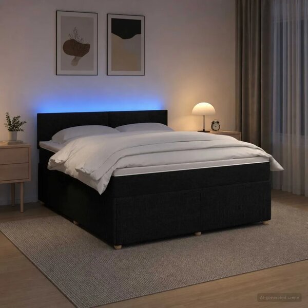 Boxspring krevet s madracem Crna 180 x 200 cm Tkanina - Crna 180 x 200 cm Dizajn s rombovima