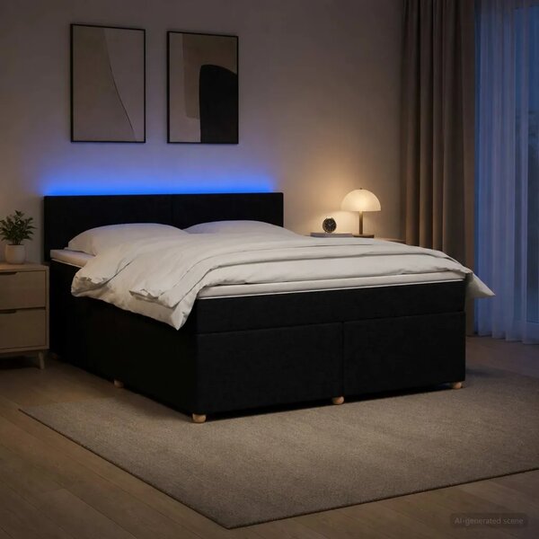 Boxspring krevet s madracem Crna 180 x 200 cm Tkanina - Crna 180 x 200 cm Dizajn s rombovima