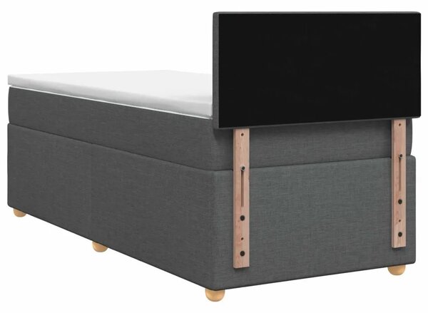 Krevet s box springom madracem i LED-om Tamnosiva 90 x 190 cm - Tamnosiva jedna veličina Prošiveno gumbima