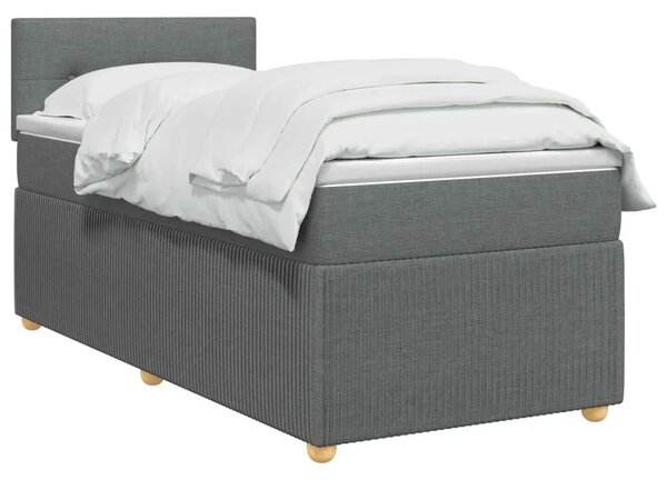 Krevet s box springom madracem i LED-om Tamnosiva 90 x 190 cm - Tamnosiva Jjedan Prošiveno gumbima