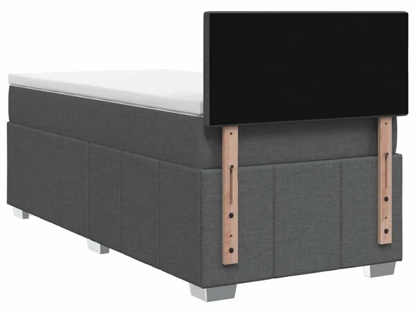 Krevet s box springom madracem i LED-om Tamnosiva 90 x 190 cm - Tamnosiva Jjedan Prošiveno gumbima
