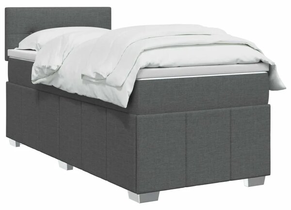 Krevet s box springom madracem i LED-om Tamnosiva 90 x 190 cm - Tamnosiva Jjedan Prošiveno gumbima