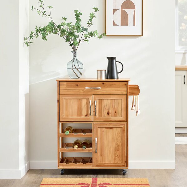 Kuhinjski ormarić od punog drva s kotačima