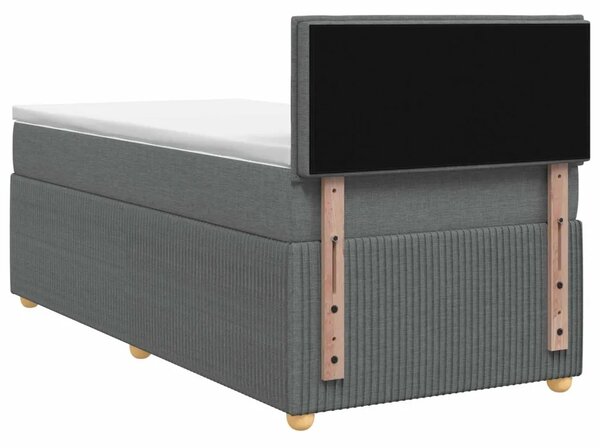 Krevet s box springom madracem i LED-om Tamnosiva 90 x 190 cm - Tamnosiva Jjedan Prošiveno gumbima
