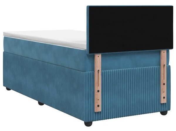 Boxspring krevet s madracem Plava 90 x 200 cm Baršun - Plava 90 x 200 cm Dizajn s rombovima