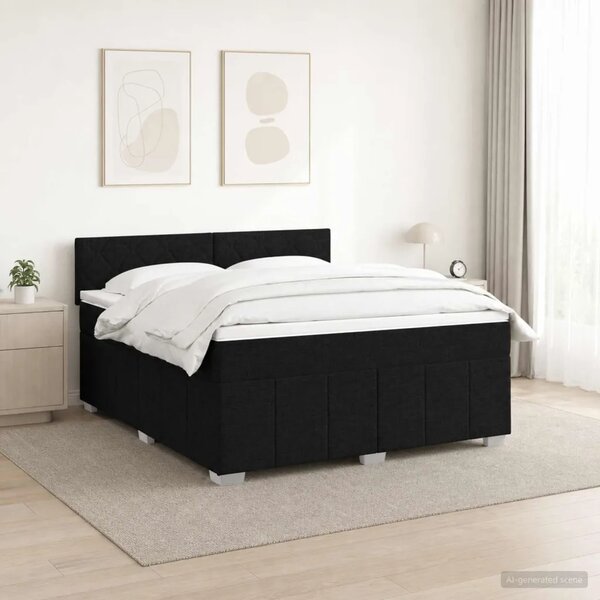 Boxspring krevet s madracem Crna 180 x 200 cm Tkanina - Crna 180 x 200 cm Dizajn s rombovima