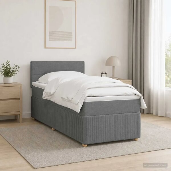 Krevet s box springom madracem i LED-om Tamnosiva 90 x 190 cm - Tamnosiva Jjedan Prošiveno gumbima