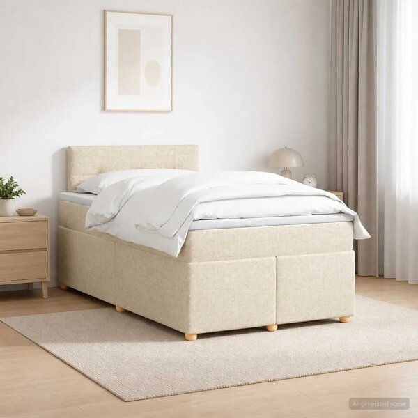 Boxspring krevet s madracem Krem 120 x 190 cm Tkanina - Krem 120 x 190 cm Prošiveno gumbima