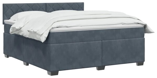 Boxspring krevet s madracem Tamnosiva 160 x 200 cm Baršun - Tamnosiva 160 x 200 cm Dizajn s rombovima