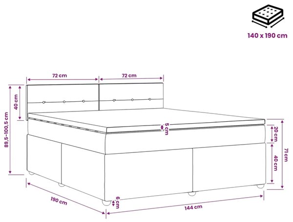 Boxspring krevet s madracem Svjetlosiva 140 x 190 cm Tkanina - Svjetlosiva 140 x 190 cm Prošiveno gumbima