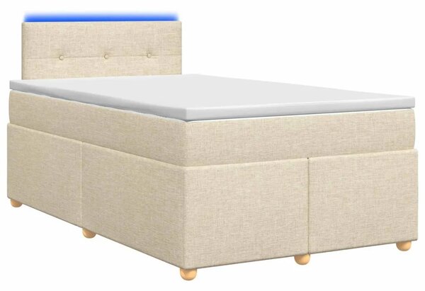 Boxspring krevet s madracem Krem 120 x 190 cm Tkanina - Krem 120 x 190 cm Prošiveno gumbima