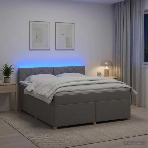 Boxspring krevet s madracem Svjetlosiva 140 x 190 cm Tkanina - Svjetlosiva 140 x 190 cm Dizajn s rombovima