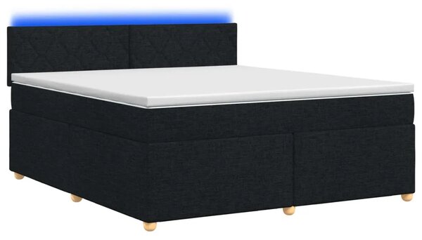 Boxspring krevet s madracem Crna 180 x 200 cm Tkanina - Crna 180 x 200 cm Dizajn s rombovima