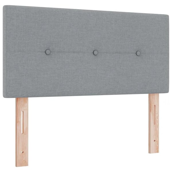 Boxspring krevet s madracem Svjetlosiva 90 x 200 cm Tkanina - Svjetlosiva 90 x 200 cm Prošiveno gumbima