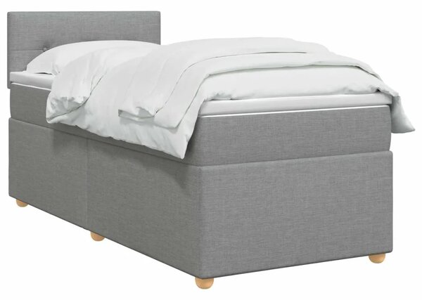 Boxspring krevet s madracem Svjetlosiva 90 x 200 cm Tkanina - Svjetlosiva 90 x 200 cm Prošiveno gumbima