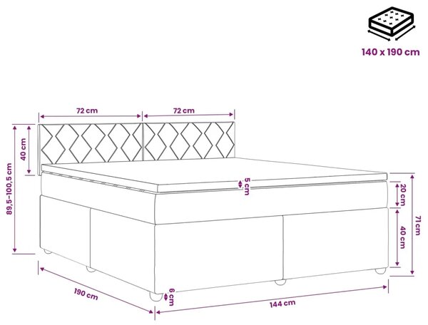 Boxspring krevet s madracem Svjetlosiva 140 x 190 cm Tkanina - Svjetlosiva 140 x 190 cm Dizajn s rombovima