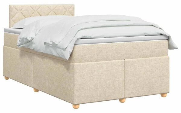 Boxspring krevet s madracem Krem 120 x 190 cm Tkanina - Krem 120 x 190 cm Dizajn s rombovima