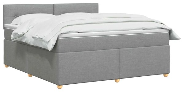 Boxspring krevet s madracem Svjetlosiva 140 x 190 cm Tkanina - Svjetlosiva 140 x 190 cm Prošiveno gumbima